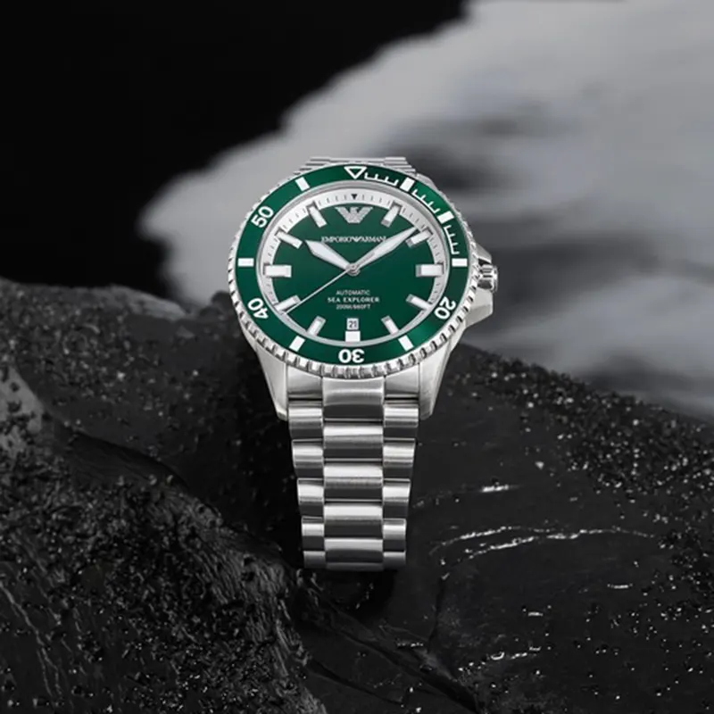 Emporio Armani Sea Explorer Green Dial Men's Watch- AR60080